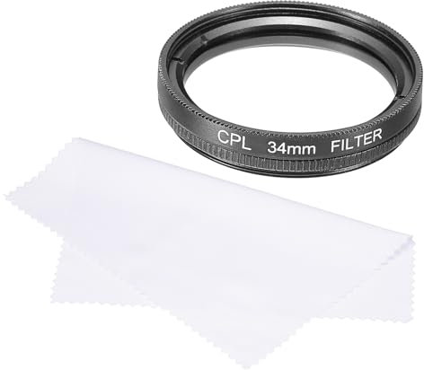 sourcing map 34mm Circular Polarizer Filter, Double Sided Multi-Layer Coatings Polarizing Filter with Cleaning Cloth for Camera Lens