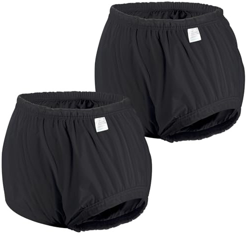 Carer Auslaufsichere Unterwäsche für Erwachsene für Inkontinenz, waschbar, geräuscharm Kunststoffhose Unisex, 2 Stück Schwarz XL