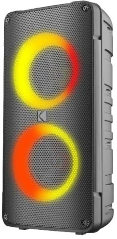 KODAK Enceinte Party Portable PRPS-1775 - Double Woofer 4, Bluetooth, TWS, USB/TF, Entrée AUX & Micro Karaoké, Effets Lumineux Disco, Batterie 3000mAh, Micro sans Fil Inclus - Noir