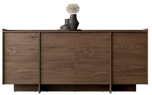 Mirjan24 Kommode Jundia K4D JA02 mit 4 Türen (Baltic Storm) | Sideboard im Japandi-Stil mit markanter Holzmaserung, 6 Innenfächern und Push-to-open-System, B/H/T: 200/90/38 cm