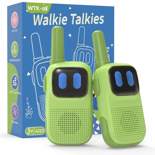 Walkie Talkie Kinder ab 3 4 5 6 7 8 Jahre, Kearui Funkgerät Kinder Leichtgewichtig 2 Kanäle Spielzeug 3-12 Jahren für Kinder Outdoor Wandern & Camping (Grün)