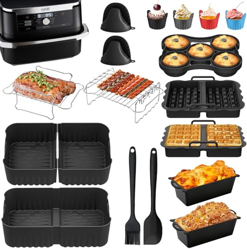 Moule Silicone Air Fryer Set pour Ninja Foodi Flexdrawer 10.4L AF500EU | Moule Air Fryer pour Ninja 10,4 L, Réutilisable 10.4L Plat Airfryer idéal pour réunions de Famille/Amis, Party