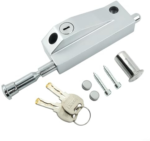 SiSinkal Bodenschloss aus Zinklegierung und Eisen, mit Federbolzen und Solider Schlosszunge, 11, 8 mm dick, für den Einsatz an Drehtüren und gerahmten Türen, mit sicherem Verschluss (Schlüssel)