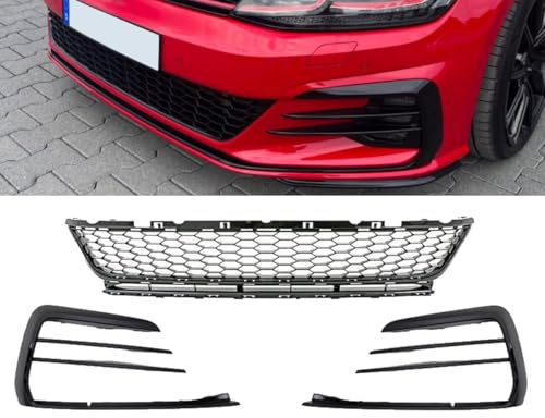DM Autoteile 3419 Stoßstangengitter SET 3-tlg. schwarz GLANZ kompatibel für VW Golf 7 GTI GTD 2017-2020