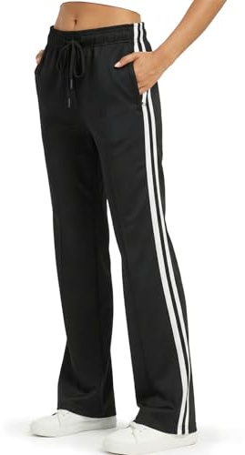 Zylioo Pantalon de Jogging Femme Jambe Longue avec Bandes Latérales, Tall Sweatpants Large, Pantalon de Sport Large Femme pour Entraînement et Loisirs