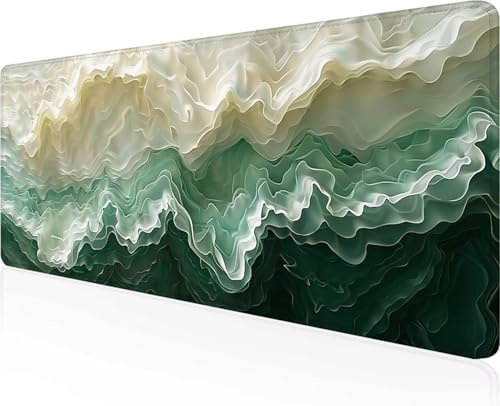 Abstrakt Gaming Mauspad Grün Mousepad XXL 700x300x3mm, Wasserdicht Anti-Rutsch Mouse Pad verbessert Präzision und Geschwindigkeit, Gaming Zubehör für Home Zimmer Deko, Geschenke für Männer PjY3722 R-Z