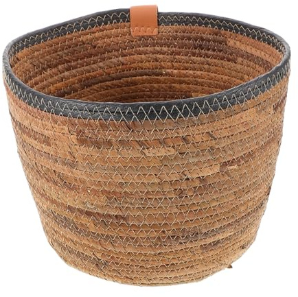 GARIOUANS Cesta de Ratán Redonda para Plantas de Interior, Boho y Rústica | Diseño Artesanal, Uso en Suelo E Interior, Solución Versátil para Lavandería y Organización del Hogar