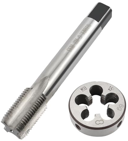 BEASAFY 2 piezas Juego de machos y terrajas, cortador de roscas M18 x 1,5 y terraja, cortador de roscas métricas, barra de roscas HSS para reparación
