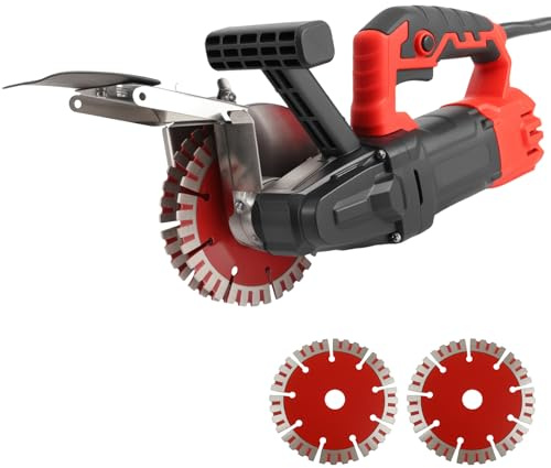 Wall Chaser with Dust Removal System, 1600W, 7000 RPM Speed, 35mm Max Cutting Width, 40mm Channel Depth, with 2 x 133mm Cutting Discs