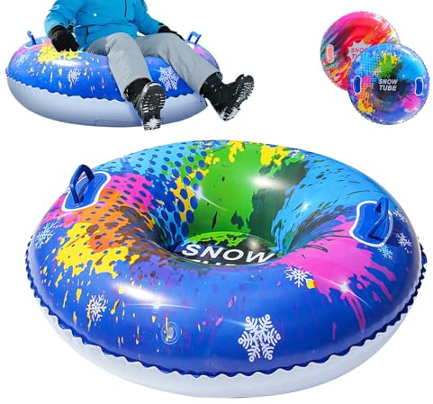 Aufblasbare Schneereifen mit 2 Griffen, 87 cm/34,25 Zoll Verdickter Snow-Tube-Schlitten, Heavy Duty Schneeschlitten für Kinder, Aufblasbarer Rodel für Erwachsene, für Wintersport,Rodelbahn,Schneefeld