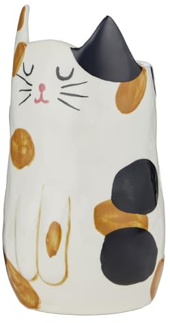 BUTLERS Vase 20 x 12 cm Katze Steingut - Pablo - Vase in Katzenform | Keramikvase für Kommode & Fensterbank | Deko-Vase Handbemaltes Design