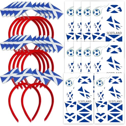 Jidkhfk 20PCS England Flag Headbands for Soccer Fans with Temporary Tattoos Stickers World Cup Football 2026 Headband Set Accessories for Sports Events Party Decorations