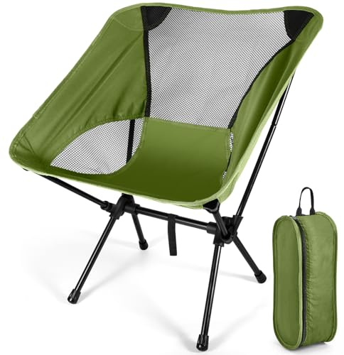 NXPZ Sedia da Campeggio Pieghevole, Portatile Sedia Pieghevole Ultraleggera con Borsa da Trasporto, Sedie Campeggio per Esterni, Giardino, Spiaggia, Pesca, Picnic, Viaggio, Escursioni (Verde militare)