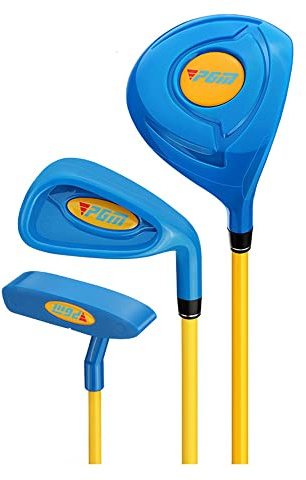 Komplett set med golfklubbor för barn, golfjärn, putter, idealisk för pojkar och flickor för att öva på swingsporter (ålder 2–3, blå (utan väska))