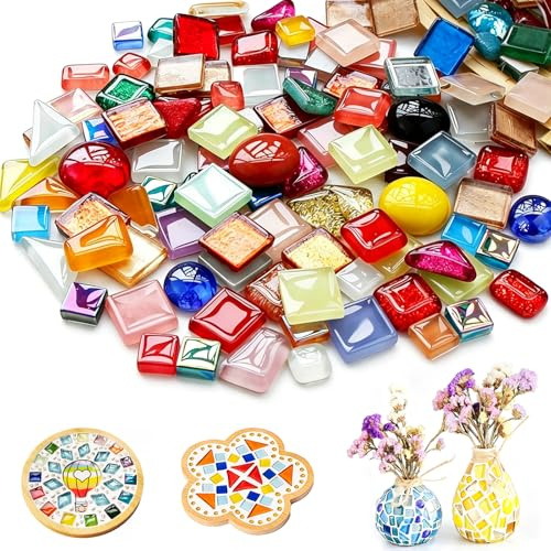 xolear 900gMosaiksteine zum Basteln Irregulär Pailletten Mosaikfliesen1-3cm | Mosaik Bastelset Erwachsene Glasmosaiksteine für Badezimmer Heimdekoration DIY Kunstprojekte (Zufällige Farbe)