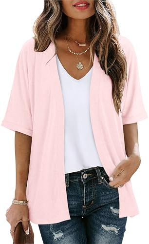 Magritta Lightweight Cardigans for Womens Kimono Casual Loose Short Sleeves Open Front Long Cardigan Sweaters Summer Jacket Boho Beach Cover Ups