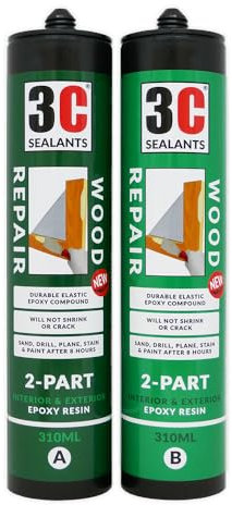 3C Sealants Wood Repair 2-Part Filler 620ml – Long Lasting, Heavy Duty Wood Filler for Durable Repairs & Restoration Projects