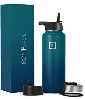 Edelstahl Trinkflasche mit Strohhalm - 650/950/1200/1800 ml - Kohlensäure Geeignet Auslaufsicher Doppelwandig Isoliert Thermosflasche BPA-Freie - Wasserflasche Sport Gym Fitness Reisen Kinder