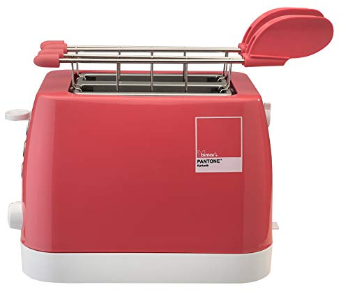 Bimar PMS150 Tostapane Elettrico Pantone con Pinze in Acciaio Inox, Corpo in Plastica con Base Avvolgicavo, Pinza a Misura tostapane per toast Farciti, Supporto Inox Scalda Brioche, Colore Karkadè