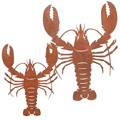 UNUS Gartenstecker Rost Hummer im 2er Set