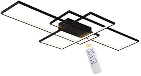 GaoHX Wohnzimmerlampe Modern 115W LED Decke Dimmbar Acryl Lampenschirm Deckenleuchte schwarz Chic Eckig Designer-Lampe Esstischlampe Deckenlampe für Pendelleuchte Küche Flur Leuchten,140cm