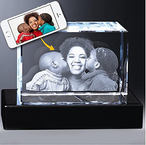 Naispanda Personalized Custom 3D Crystal Photo Rectangle, Add Engraved Picture Text Name Desigh Gift, for Women Men Kids Birthday Wedding Memorial Valentine's Christmas