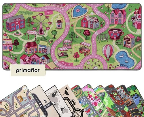 Primaflor Interaktiver Kinderteppich - 140 x 200 cm, Sweet City, Made in Europe mit Straßenmotiv, Hochwertiger Straßen-Teppich für Kinderzimmer, für Jungen & Mädchen