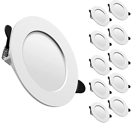 Tofisr LED Einbaustrahler 230V Downlights LED Spot Ultra Flach Inkl. 10 x 7W 700lm Warmweiß 2700K Einbauleuchten Deckenspots Set