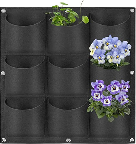 Hillylolly Fioriera Verticale da Parete, 9 Tasche Borse per Fioriere Sospese, Tasche Feltro Piante, Fioriera Verticale, Sacchetti per Piante, Wall Grow Bag, Decorazione Giardinaggio Planter