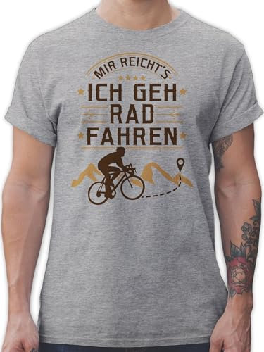 T-Shirt Herren - Eishockey - Mir reicht's Rad Fahren - 4XL - Grau meliert - Hockey MTB t Shirt Geschenk radfahr Tshirt Fahrradfahrer Shirts fahr für männer Funshirts Tshirts Kurzarm Men Baumwolle