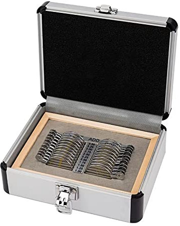Lot de 22 lentilles d'essai progressif d'équipements optiques les plus populaires, plateau en aluminium et étui ophtalmique (couleur : comme sur l'image-01)