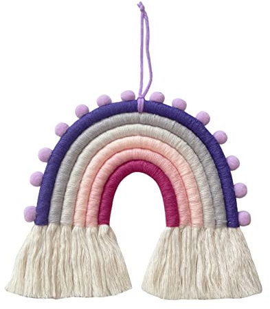 EXQUILEG Regenbogen Wandbehang,Wandteppich Boho Makramee Wandverzierung Bunter Makramee Wandteppich für Heimdekoration,Kinderzimmer (Farbe F), 22 x 28 cm