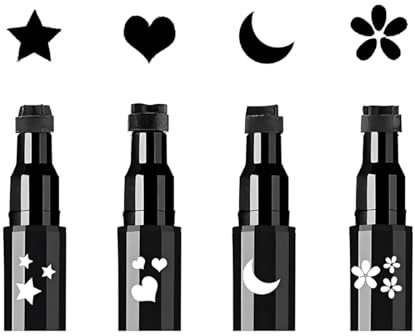 Gesichtsstempel & Eyeliner Set, 4 Stück für einfaches Augen-Make-up | 2-in-1 Face Stamp and Liquid Eye Liner, Schwarz