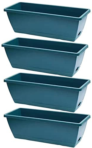 Rainure de Plantation Plastique Conteneurs de Plantation Sac Pots de Plantation Rectangulaire 42x17x15cm With Drainage Chassis Pour Extérieur, Rebord de Fenêtre, Terrasse, Jardin ( Color : Vert foncé