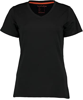 TOM COLLINS Damen T-Shirt Kurzarm Outdoorshirt mit V-Ausschnitt Exubi, Größe:48, Farbe:schwarz