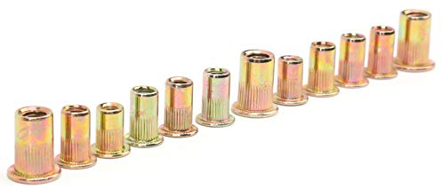 Lot de 150 écrous à Rivets, 6-32 8-32 10-24 10-32 1/4-20 Modèle en Acier au Carbone Rivet Nut Mixed Rivet Nut Fasteners British System Acier au Carbone zingué