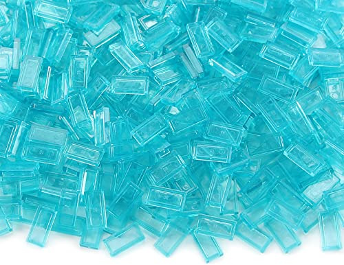 1 × 2 Piastrelle × 700 Pezzi in Blu Chiaro Trasparente, Blocchi da Costruzione Bulk Parti Mattoni per la Superficie Liscia del Pavimento, Accessori per Giocattoli Compatibile con le Principali Marche
