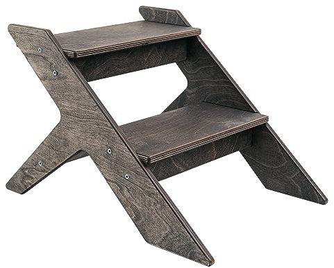Klassischer Tritthocker aus Holz für Erwachsene & kinderfreundliches Design für Kinder, ideal für Schlafzimmer, Küche und mehr, 2-Stufen-Hocker-Design für einfache Erreichbarkeit (grau)