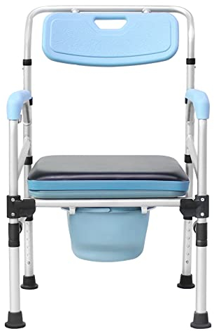 LILIIN Chaise percée réglable en hauteur de 42 à 54 cm - Antidérapante - Avec dossier d'accoudoir et seau de toilette - Charge maximale : 160 kg - Pour personnes âgées et femmes enceintes