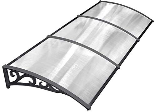 ASHILD Türüberdachung, Türüberdachung, Markise, Fenster, Regenschutz, Abdeckung für Haustür, Veranda, Schwarz (Größe: 60 x 300 cm)
