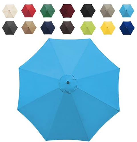 GZDXBF Replacement Fabric Garden Parasol Canopy Cover For 200cm/270cm/300cm +6 Arms/8 Arms Parasol, Premium Quality Patio Umbrella Replacement(Color:Lake blue,Size:6 ribs-2m(6.5ft))
