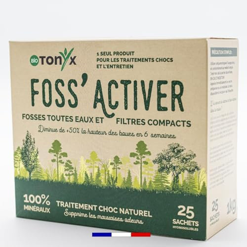 BioTonyx - New Activateur Biologique FOSS’ACTIVER - Entretien ou Traitement Choc Naturel 6 Mois - Fosse Septique & Micro-Station - 25 Doses Hydrosolubles - Made in France (NEW)
