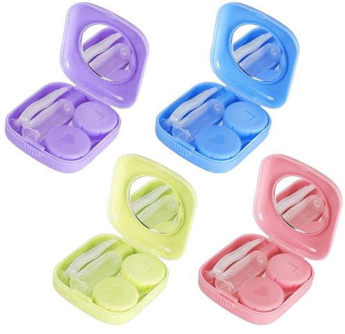 Thoquene 4 Stück KontaktlinsenbehäLter, Kontaktlinsen Behälter Tragbarer Lenses Case