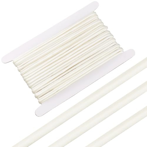 BENECREAT 10m/10.94 Yards weiße Satinschnur, 5mm runde Ersatz-Baumwollschnur, runde Kordel als Ersatz für DIY-Handwerk, Cheongsam-Zubehör, Schmuckherstellung, Polstermöbel