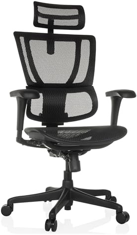 hjh OFFICE Bürostuhl ergonomisch ERGOHUMAN Slim ECO M GEN2 Originales Design, Bürosessel mit Flexibler Lendenwirbelstütze, Netzbespannung, Schwarz