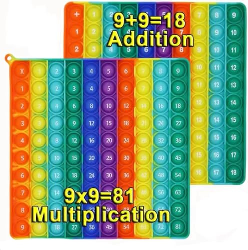 Ranzah Timetable & Addition Pop Fidget Toy 9x9 Multiplication & 9+9 Addition Bubble Popper Sensory Poppet for Kids ADHD Stress Anxiety Relief School Toddler Toy Squishy Squeeze Math Gift Travel Toy