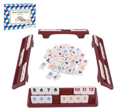 GOTHINK ﻿Rummy Set mit 108 Spielsteinen & 4 Doppel Spielsteinhaltern, Kompakte Reisegröße Rommé Cube Spiel, Gesellschaftsspiel für 2-4 Spieler, Ideal für Familien Spielabende Erwachsene