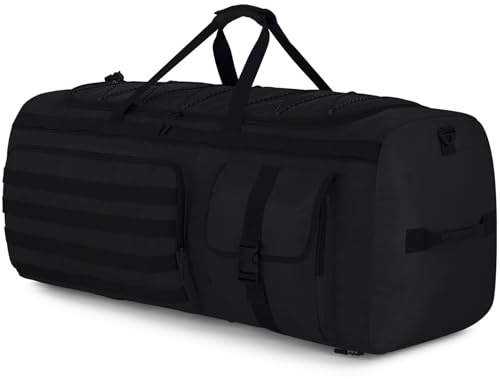 Gonex 130L Sporttasche & Reisetasche XXL Herren, Robuste 3-in-1 Sporttasche mit Schuhfach & MOLLE-Schlaufen – Große Duffel Bag für Reisen, Camping, Outdoor & Familie – Schwarz