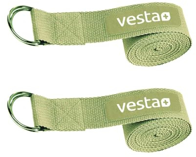 2x Yogagurt Grün 100% Baumwolle 2,5 m Metall Verschluss Yoga Gurt Gürtel 250 x 3,8 cm Strap Yogaband Yogaschlaufe