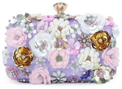 LHHMZ Women Floral Clutch Handbag Handmade Flower Evening Bags Bride Wedding Party Clutch Handbags
